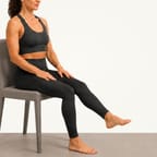 Ankle circles: sitting on a chair with one leg lifted, circling the foot